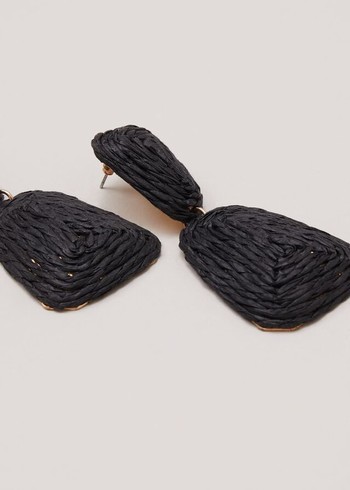 Phase Eight Black Raffia Square Drop Jewellery Black Canada | KCPMBW-136